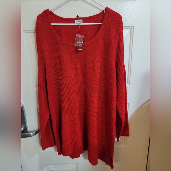NWT Avenue Asymmetrical Red Sweater Size 22/24 - Picture 1 of 7